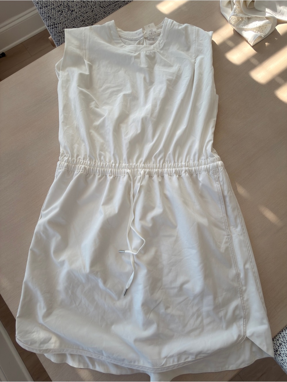 Calia Sleeveless White Drawstring-Waist Romper - Large